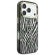 Guess IML Zebra Glitter Triangle Logo MagSafe dėklas iPhone 17 / 18 Pro Max, sidabrinis