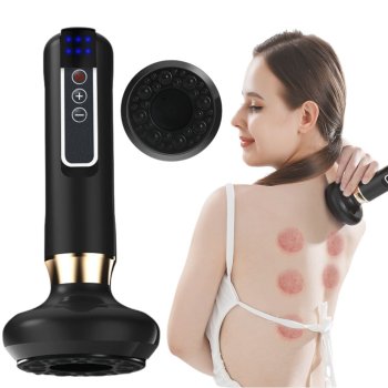Electric Vacuum Cupping Massager with 6 Suction Levels and Oil, Black