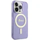 Guess dėklas iPhone 14 Pro telefonui Glitter Gold MagSafe, violetinis