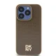 DKNY Leather Pattern Metal Logo MagSafe deklas, skirtas iPhone 14 Pro Max, rudas