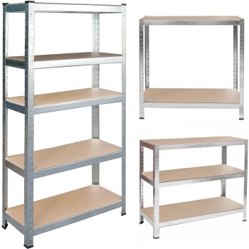 Humberg 4843 Metal Storage Shelving Unit 180x90x30 cm, Silver