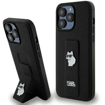 Karl Lagerfeld dėklas iPhone 13 Pro Max telefonui su Gripstand, juodas