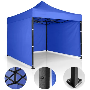 Plonos Garden Pavilion with 3 Walls 3x3m Blue