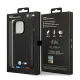 BMW dėklas iPhone 14 Pro telefonui Leather Stamp Tricolor MagSafe, juodas