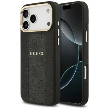 Guess 4G PU Stripe MagSafe Case for iPhone 17 Pro Max, Black