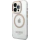 Guess Metal Outline MagSafe dėklas telefonui iPhone 15 Pro Max, auksinis