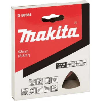 Trikampis šlifavimo popierius Makita Delta K60, 93 mm, 10 vnt., raudonas