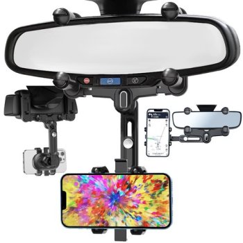 Xtrobb 24983 Rearview Mirror Car Phone Holder, Black/Silver