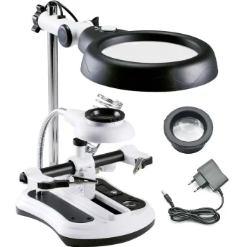 Third Hand Soldering Station with LED Magnifier 2.5x/5x/6x/10x, Black/White