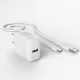 Tinklo įkroviklis Puro PROLITE 10W USB-A + USB-A - USB-C laidas 1.2m, baltas