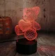 3D LED naktinė lemputė Meškiukas su širdute, RGB