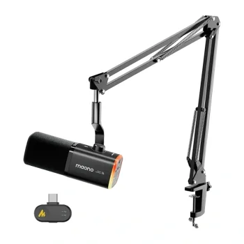 Dinaminis mikrofonas MAONO PD100WS su stovu, juodas
