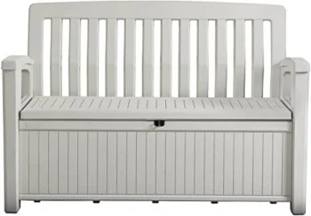 Keter Patio sodo suoliukas-daiktadėžė 227L, baltas