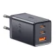 Sieninis įkroviklis Baseus GaN5 2x USB-C + USB, 65W su 1m laidu, pilkas