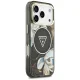 Dėklas Guess IML Glitter Flowers Triangle MagSafe iPhone 17 Pro / 18 Pro, juodas