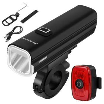 Trizand LED 1000lm dviračio žibintų komplektas (priekinis ir galinis)