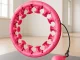 Reguliuojamas hula hoop lankas su svoriu ir masažo elementais, rožinis