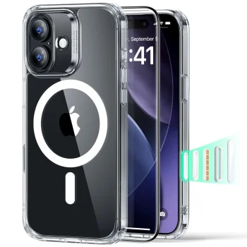 ESR Classic Hybrid MagSafe dėklas ir apsauginis stiklas iPhone 17, skaidrus