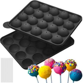 Ruhhy 21808 Silicone Cake Pop Mold, 20-Cavity Sphere Baking Form