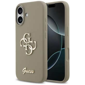 Guess Silicone Big 4G Script dėklas, skirtas iPhone 17, rudas