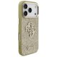 Guess Fixed Glitter Big 4G Metal Frame dėklas iPhone 17 Pro, auksinis
