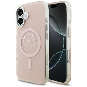 Karl Lagerfeld dėklas iPhone 17 telefonui IML Karl RSG Logo MagSafe, rožinis