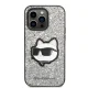 Karl Lagerfeld Glitter Choupette dėklas iPhone 14 Pro Max, sidabrinis