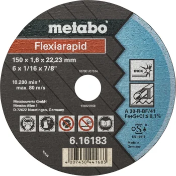 Metabo Flexiarapid Inox pjovimo diskas metalui 150 x 1,6 x 22,23 mm