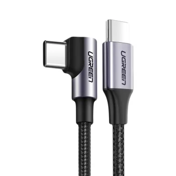 Ugreen US255 USB-C į USB-C laidas, 60W, kampinė jungtis, 2m, Pilkas