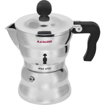 Alessi Moka AAM33/3 kavinukas, 3 puodeliai, sidabrinis/juodas