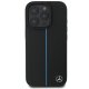 Mercedes iPhone 16 Pro Case Blue Line Leather MagSafe, Black