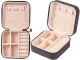 Small Travel Jewelry Box Organizer with Zipper for Rings, Black