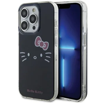 Hello Kitty dėklas iPhone 13 Pro Max telefonui IML Kitty Face, juodas