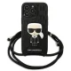 Karl Lagerfeld Leather Monogram Patch and Cord dėklas iPhone 13 Pro / 13, juodas