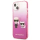 Karl Lagerfeld Gradient Ikonik Karl&Choupette dėklas iPhone 13 mini, rožinis