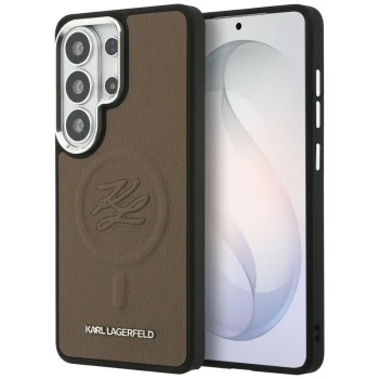 Dėklas Karl Lagerfeld Embossed Ring MagSafe skirtas Samsung Galaxy S26 Ultra, rudas