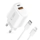Tech-Protect NCA20 PD 20W QC3.0 įkroviklis + USB-C / Lightning laidas 100cm, baltas