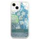 Guess Flower Liquid Glitter dėklas skirtas iPhone 13 mini, žalias