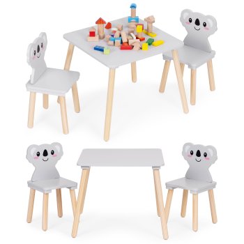 Ecotoys 6163 vaikiškų baldų komplektas: stalas ir 2 koalos kėdutės