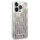 Karl Lagerfeld Liquid Glitter Monogram dėklas, skirtas iPhone 14 Pro, sidabrinis
