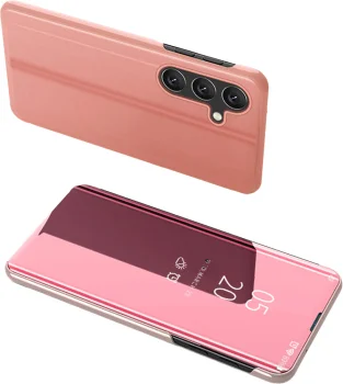 Atverčiamasis dėklas Samsung Galaxy A24 4G Clear View Case, rožinis