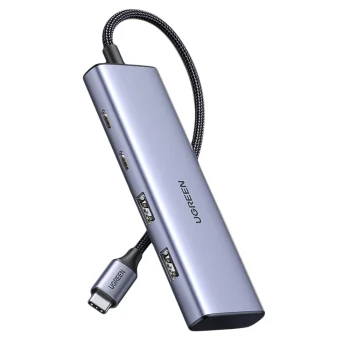 Ugreen CM473 USB-C šakotuvas (2x USB-A / 2x USB-C, 20cm), pilkas