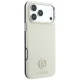 Dėklas Guess Grained Round Strass Logo MagSafe iPhone 18 Pro / 17 Pro, smėlinis
