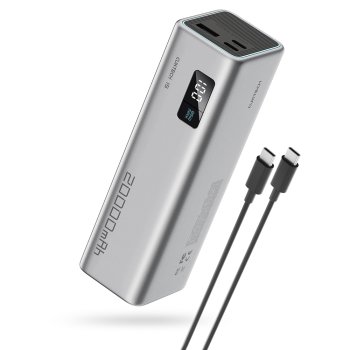 Cuktech CUKP200XGLGR išorinė baterija 20000mAh 100W, pilka