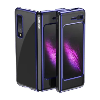 Dėklas Samsung Galaxy Fold su galvanizuotu rėmeliu, 0.3 mm, mėlynas