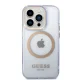 Guess Gold Outline MagSafe dėklas, skirtas iPhone 14 Pro Max, violetinis