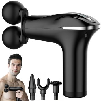 Massage Gun for Body, Back and Legs, 25W, 4 Attachments, Black