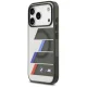BMW M IML Metal Buttons Tricolor Lines MagSafe dėklas iPhone 17 Pro Max, pilkas