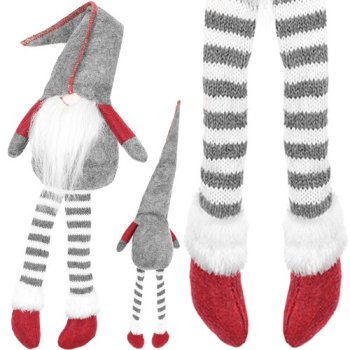 Ruhhy Christmas Gnome, Sitting, 50 cm, Grey/Red