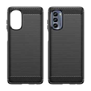 Dėklas Motorola Moto G62 5G Carbon Case, lankstus TPU, juodas
